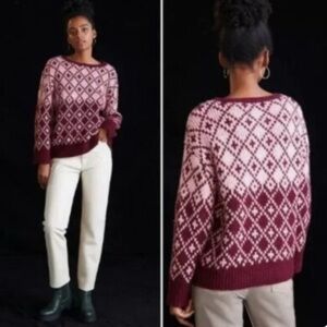 ANTHROPOLOGIE MAEVE SIGFRIED WOOL SWEATER WINE/PINK SIZE SMALL NWT